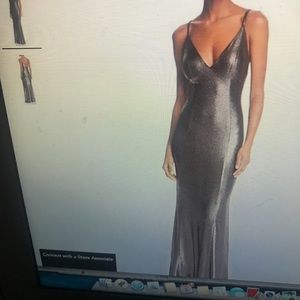 Aiden Mattox, gun metal, slinky, stretch gown